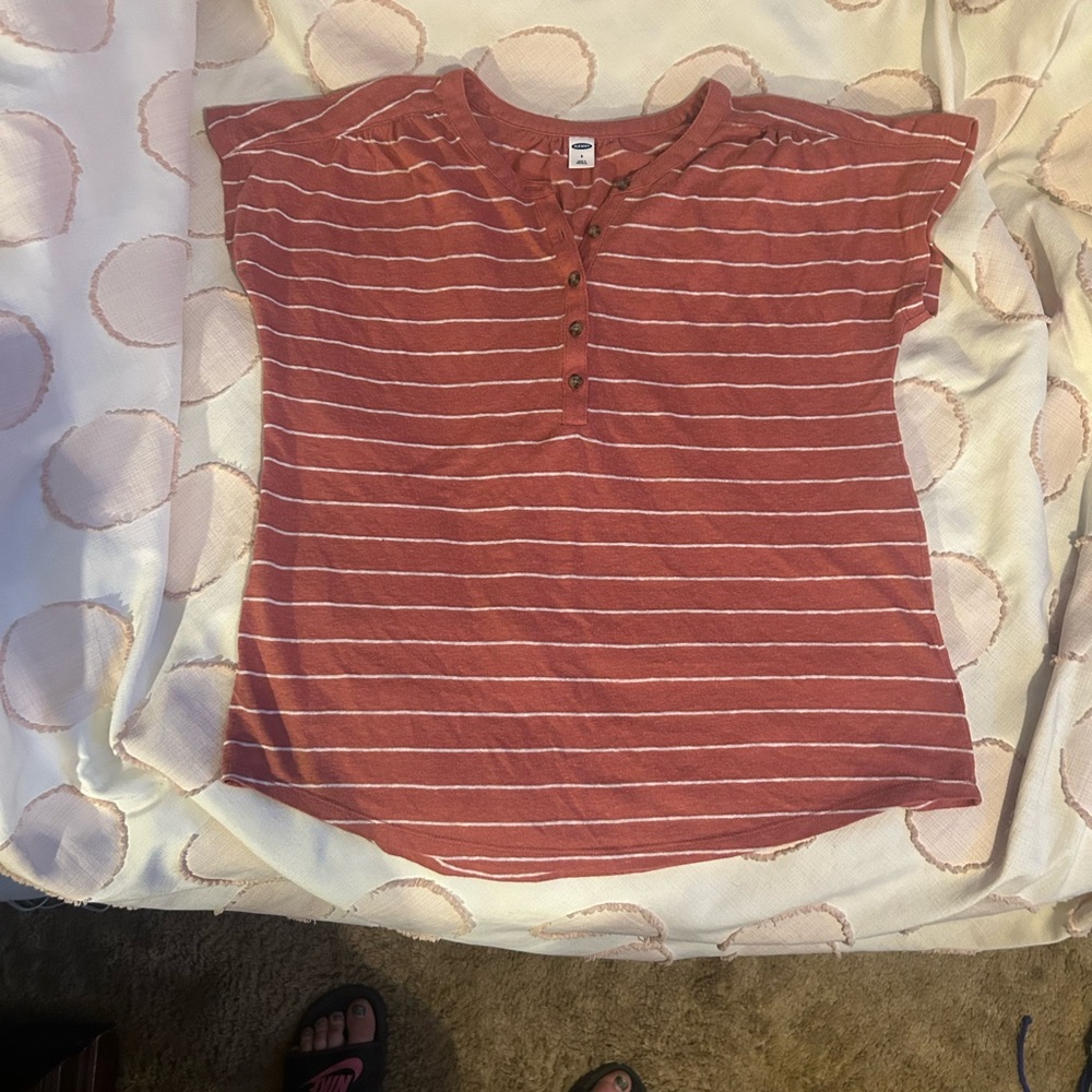 Old Navy Pink Relaxed Polo Cap Sleeve Tee Size Small